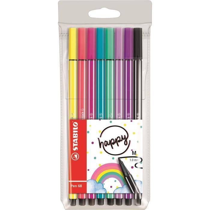 STABILO 8 feutres de dessin Pen 68 Living colors - Décor joyeux
