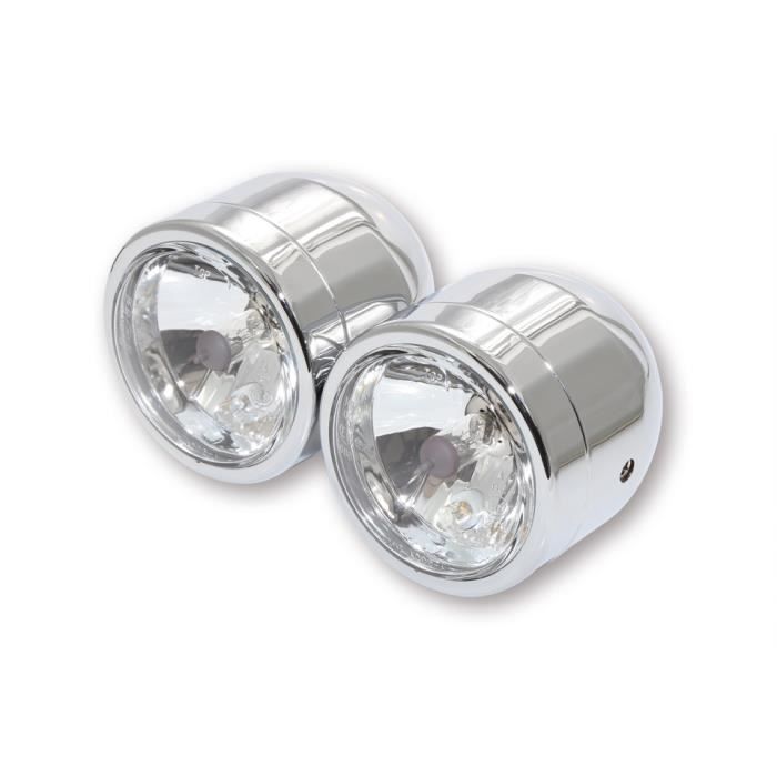 Double optique phare éclairage avant chromé homologué pour moto type TRIUMPH