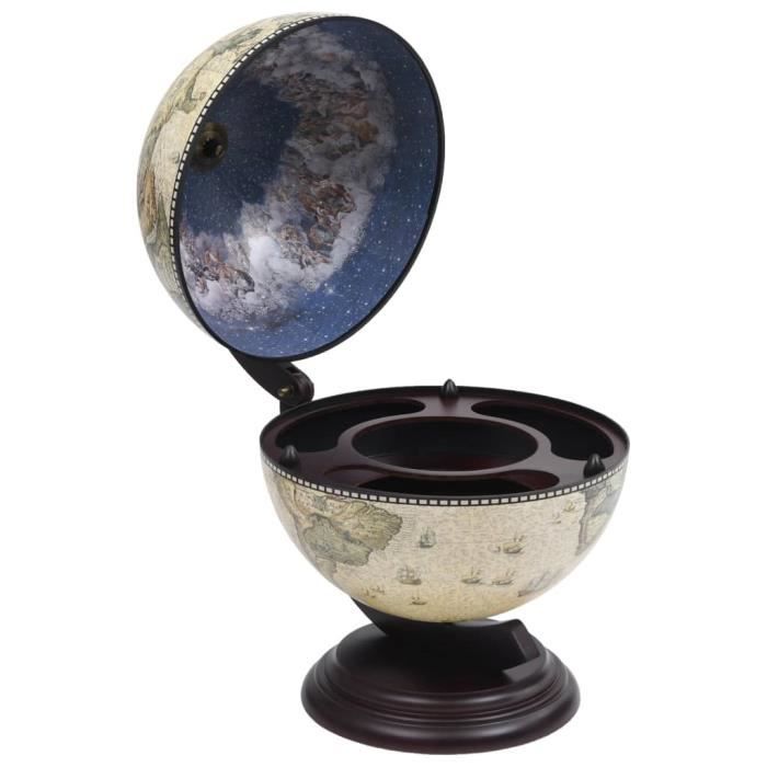 Superbe Luxueux :48089: Support de vin Cave à vin globe de dessus de table Bois d'eucalyptus Vert
