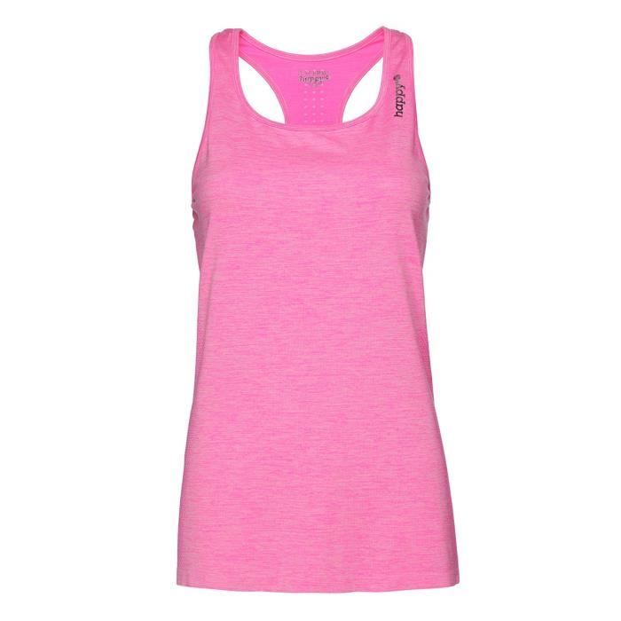 HAPPY & SO Debardeur Seamless - Femme - Rose fluo et Gris