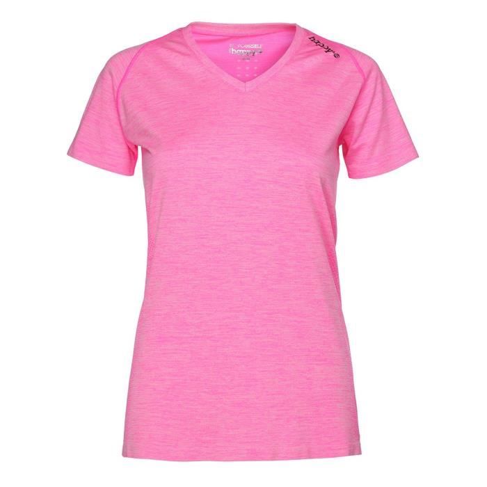 HAPPY & SO T-Shirt Seamless - Femme - Rose fluo et Gris