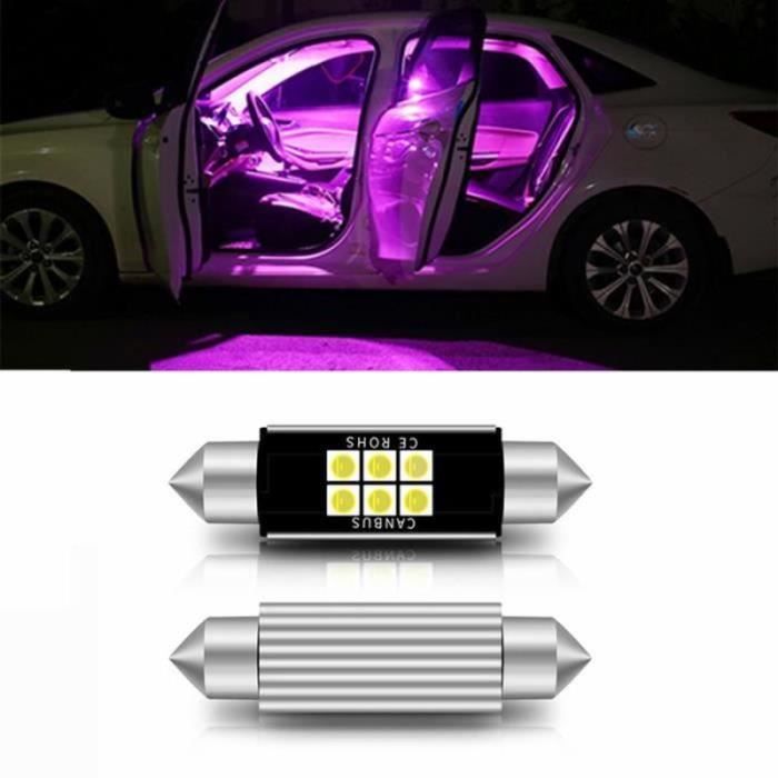 PC23488-pink 39mm -Guirlande lumineuse pour intérieur de voiture, 2 pièces, 3030 SMD C5W C10W 31mm 36mm 39mm 41mm, éclairage de le