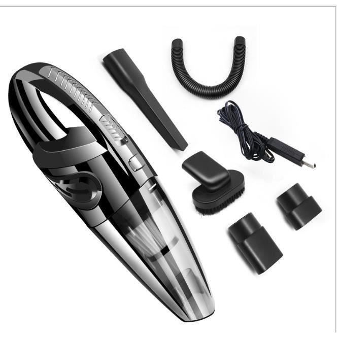 QZ-Aspirateur à Main de Voiture, Aspirateur Sans Fil Rechargeable avec une Puissante Nettoyage Humide et Sec pour Voiture Noir