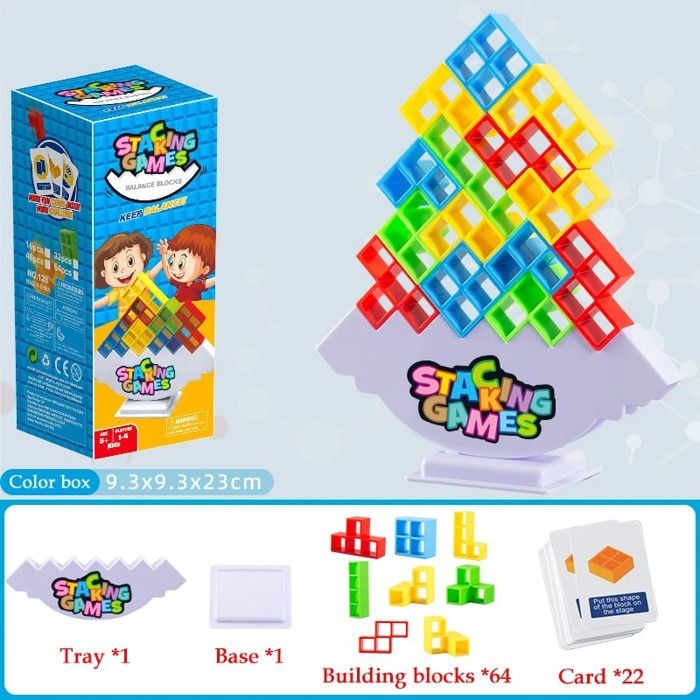 Jeu D'équilibre Tetra Tower - 16 Blocs Empilables, Base Incluse, En ABS, Pour Enfants Et Adultes - 5