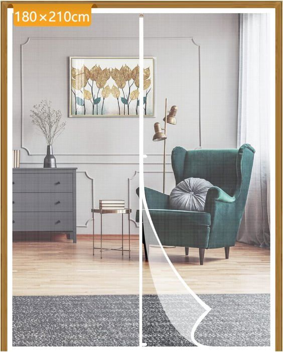 Moustiquaire Porte Fenetre 180x220, Toutes Les Tailles De Rideau Moustiquaire Magnétique, Noir