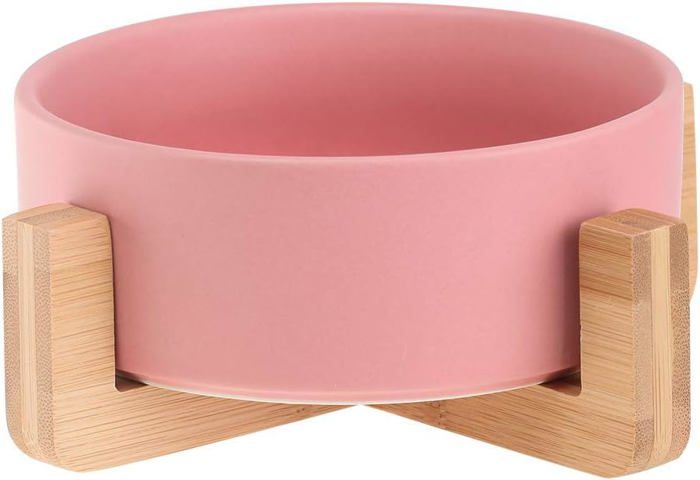 Comparer les prix de Pet Gamelles pour Chien et Chat Gamelles Chien Chat Céramique Support Bambou -Va au Lave-Vaisselle et Facile à Nettoyer