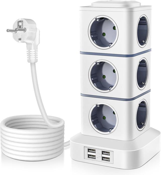 Mini Multiprise 16 En 1 Multiprise Electrique 12 Prises Et 4 Usb Tour Multiprise 2500W ...