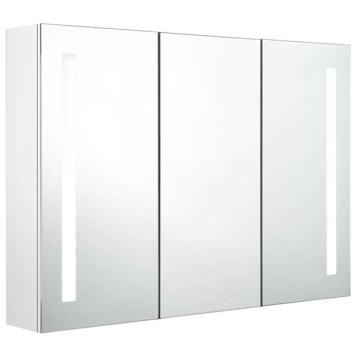 Armoire de salle de bain à miroir led 89 x 14 x 62cm blanc brillant Armoire de salle de bain à miroir led 89 x 14 x 62cm blanc brillant