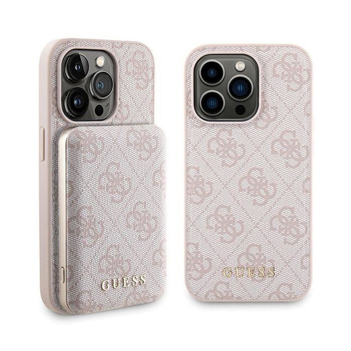 Guess Bundle Pack MagSafe 4G Metal Gold Logo Ensemble coque + Power Bank 5000mAh MagSafe iPhone 15 Pro Max
