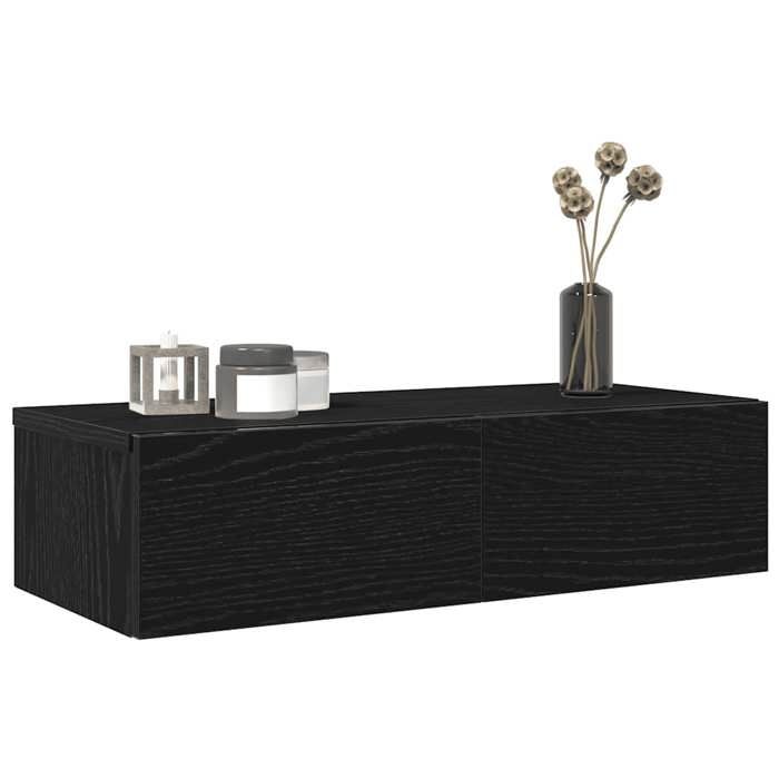 vidaXL Étagère murale avec tiroirs noir 60x265x15cm bois dingénierie 859969