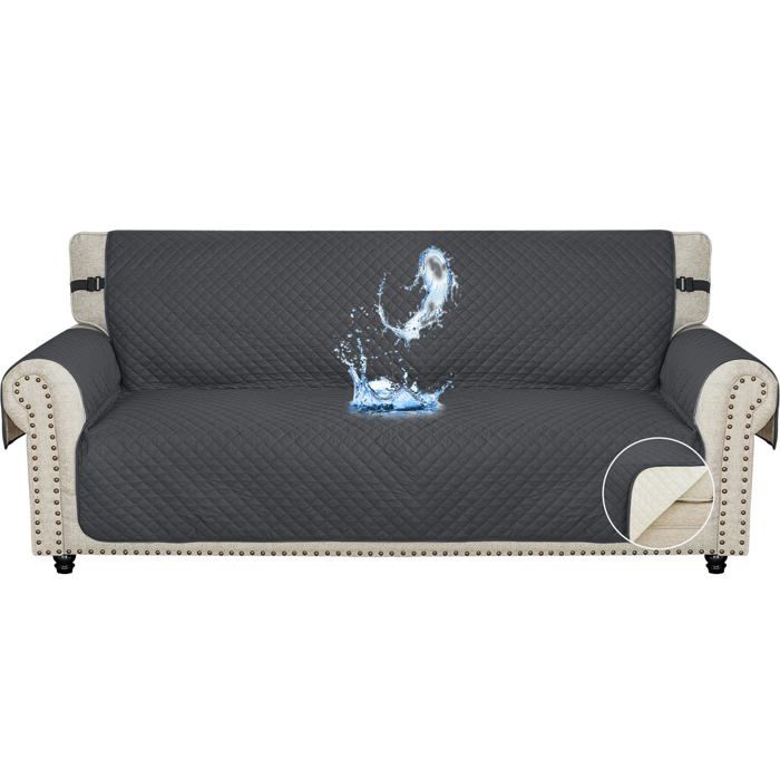 Ystyle Housse Canapé 3 Places Impermeable Housse de Canapé avec Accoudoirs Universelle Protege Canape Gris Foncé