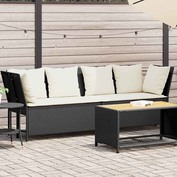 vidaXL Canapé de jardin avec coussins résine tressée