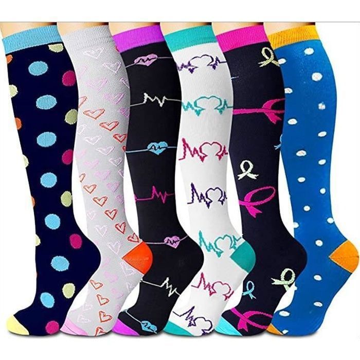 6 Paires Chaussettes de Contention pour Femmes et Homme Chaussettes de Course Protection de la Cheville pour Sport.
