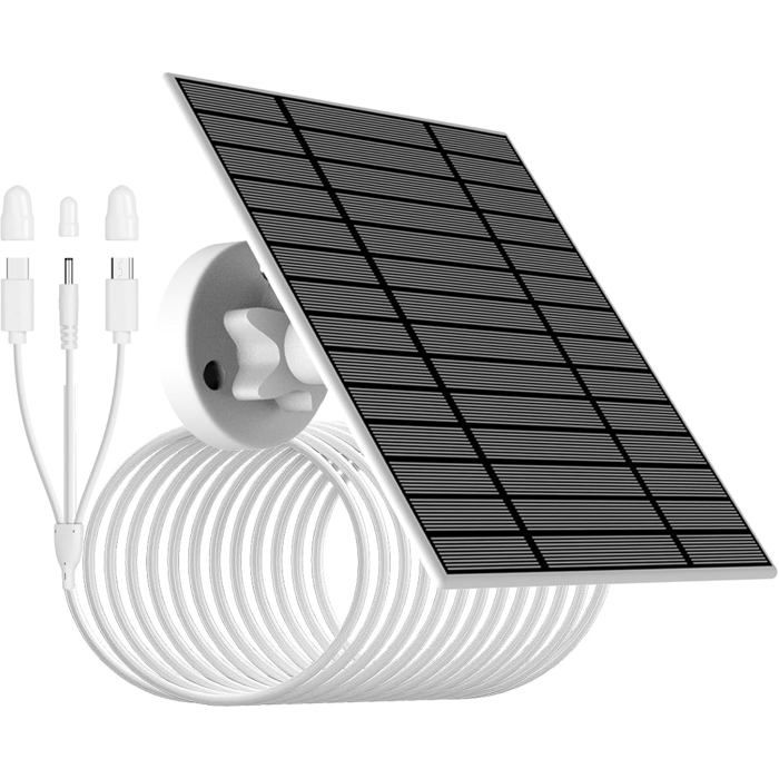 Panneau Solaire 6W 5V Avec Câble 3-en-1 Pour Caméras De Sécurité - Compatible Ring, EUFY, DZEES