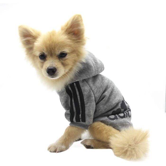 Vêtements pour Animaux Chien Chat à Capuche vêtements Chiot Pull Chaud à Capuche Chaud  (Gris M)