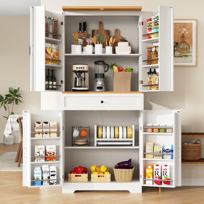 Armoire de cuisine de haute qualité avec 12 vitrines et tiroirs (80x40x180cm) armoire de stockage moderne en MDF et plaques