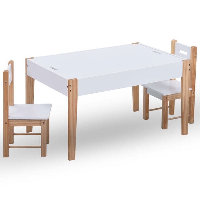 Ensemble Table et Chaises Enfants - vidaXL - Noir et Blanc - MDF et Pin - Plateau Tableau Noir Ensemble Table et Chaises Enfants - vidaXL - Noir et Blanc - MDF et Pin - Plateau Tableau Noir