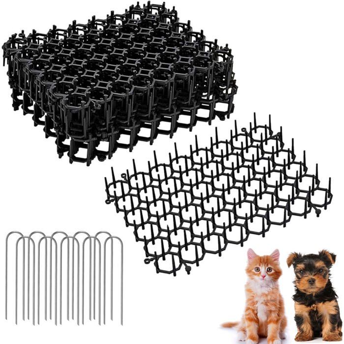 Tapis répulsif pour chats - ULISEM - Lot de 12 - 20x15 cm - Picots en plastique - Protection efficace