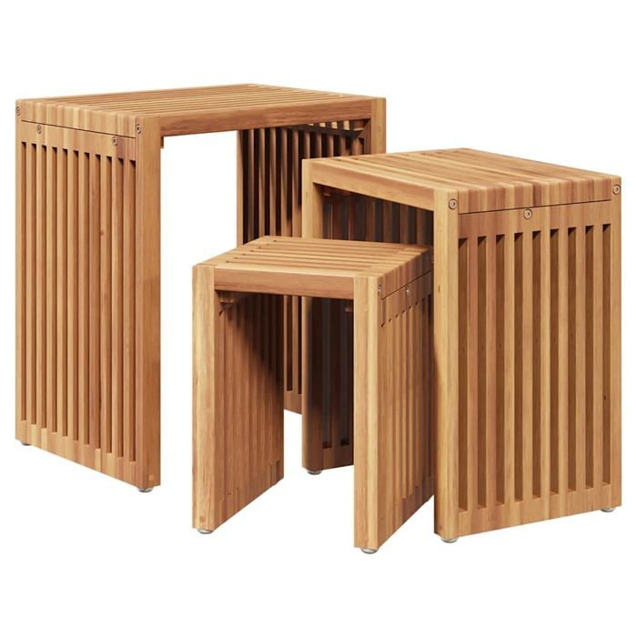vidaXL Set de Tables Gigognes 3 pcs en Bois Massif Teck