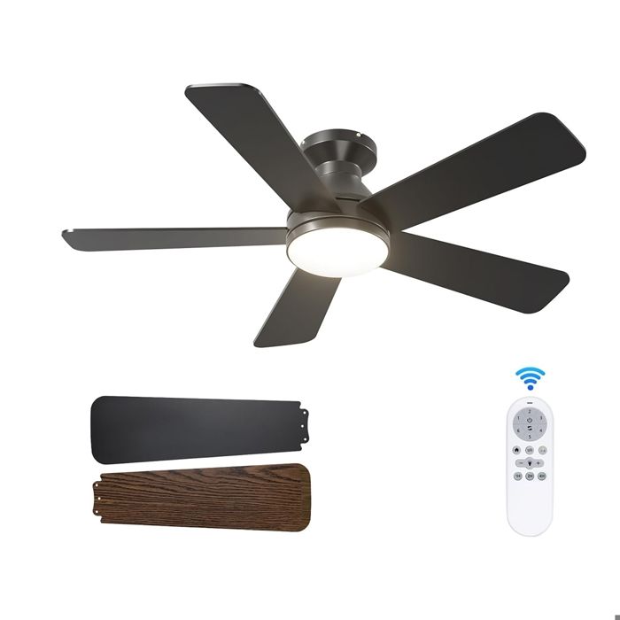 Ventilateur de Plafond Multifonctionnel 106 cm avec Lumière LED 6 Vitesses 3 Températures de Couleur Intensité Variable Minuterie - Joulli