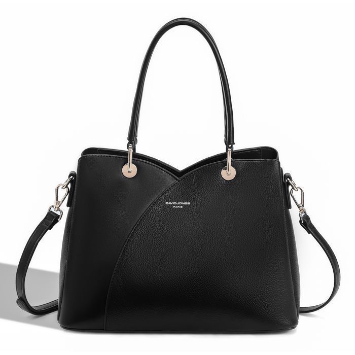 David Jones - Sac à Main 3 Compartiments Cuir PU Femme - Noir David Jones - Sac à Main 3 Compartiments Cuir PU Femme - Noir