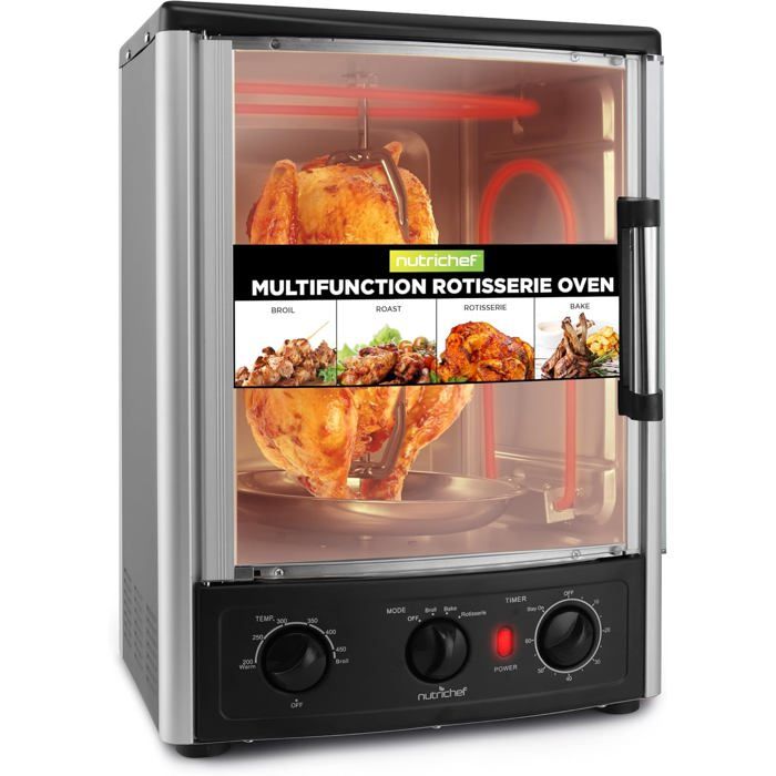 Four Rotissoire 24Qt 22L – Mini Four De Comptoir À Convection Avec Grill Minuteur Thermostat Réglable Porte Vitrée Cuis[GA478] - Spielstabil