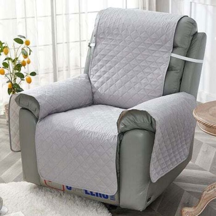 Housse fauteuil relax protection capitonnée 1 place. Housse matelassée réversible. Couleur Gris-55196cm