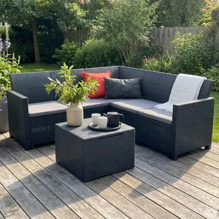 Ensemble salon dextérieur Claire 5 places Keter® - Canapé + table basse avec rangement Keter Ensemble salon dextérieur Claire 5 places Keter® - Canapé + table basse avec rangement Keter