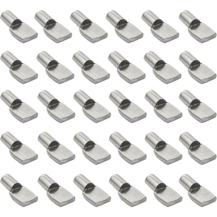Taquets détagère cuillère 7 mm supports métal nickelé 7 x 25 mm pour meuble armoire placard lot de 30