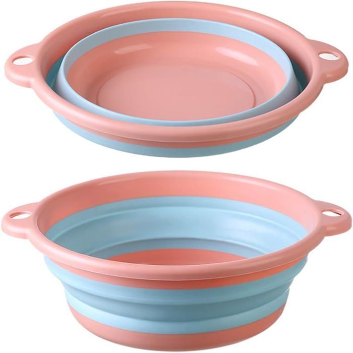 Bassine pliable compacte petit modèle pour vaisselle et camping rangement gain de place rose et bleu Bassine pliable compacte petit modèle pour vaisselle et camping rangement gain de place rose et bleu