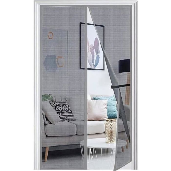 Rideau moustiquaire porte magnétique 115 x 205 cm 19 paires aimants fibre verre fermeture automatique sans perçage