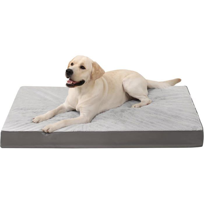 Panier Coussin Chien XXL 121 x 75 cm Tapis Chien Dehoussable Orthopédique Lit Matelas Réversible et Lavable en Machine Gris