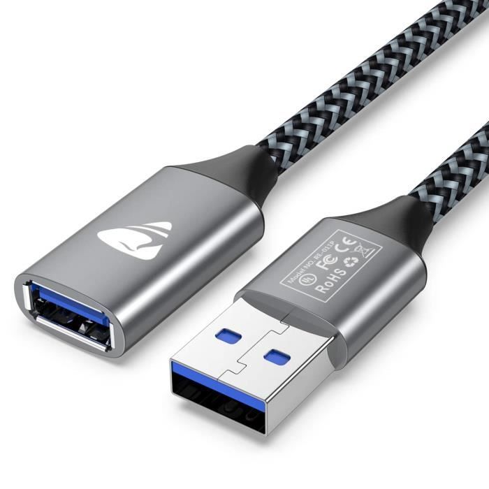 Câble Rallonge 3.0 USB 2M Câble Extension USB 3.0 Mâle A vers