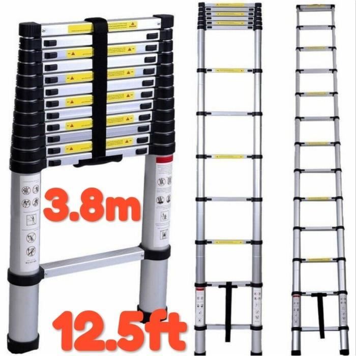Échelle pliante Échelle télescopique en Aluminiam 3.8M Échelle polyvalente extensible