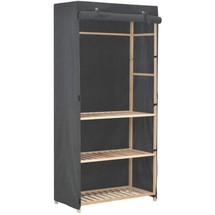 Armoire de Rangement GardeRobe à 3 Niveaux en Tissu et Cadre en Sapin
