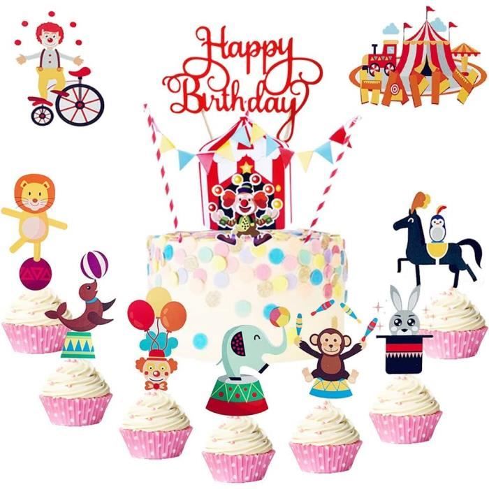 YGCHEN Digital Cake Decoration Circus Cupcake Topper Circus Clown Cake