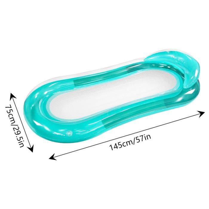Ayizhiniu – Matelas Gonflable Piscine 160x90 Cm – Water Hammock – PVC Résistant UV, Charge 200 Kg – Coussin Réglable – Gonflage Rapide 3 Min – Bleu/Rouge