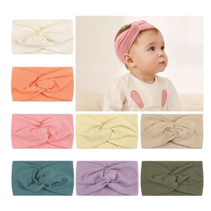 Bandeau Bébé Fille Avec Nœud - Extensible, 100% Coton Doux - Pour Nouveau-né à 6 Ans, Photo, Fête
