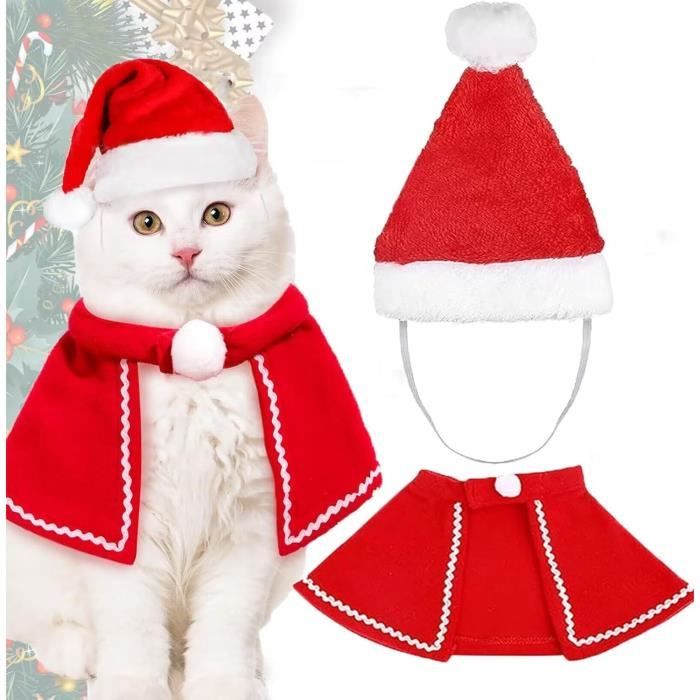 Vetements de Noel pour Animaux de Compagnie Costume Noel pour Chat Chien Costume de Noel Animal avec Une Cape Reglable et Bonnet Cdiscount