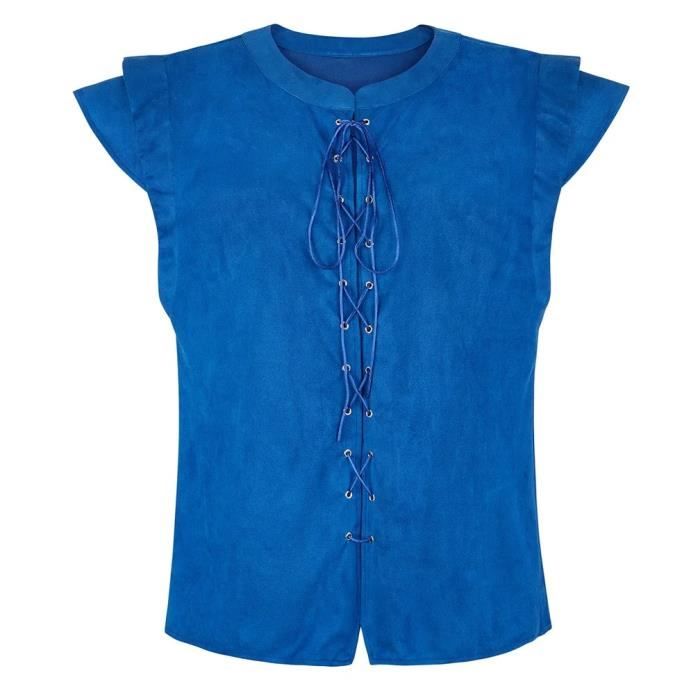 Gilet Pirate Médiéval Homme – Style Gothique Renaissance – Sans Manches – Tissu Imitation Laine – Coupe Ajustée – Pour Déguisement Ou Quotidien