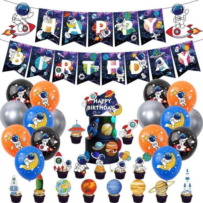 Easy Joy Lot de 10 décorations de fête sur le thème de l'espace - Décorations de fête spatiales - Serpentins galaxie pour enfants - Système solaire