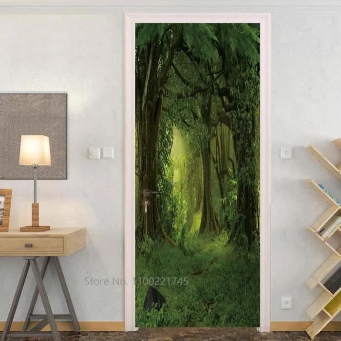 Autocollant Porte 3D Paysage Naturel 90x210 Cm – Sticker Porte Paysage Imperméable, Décoration Chambre Salon Salle De Bain