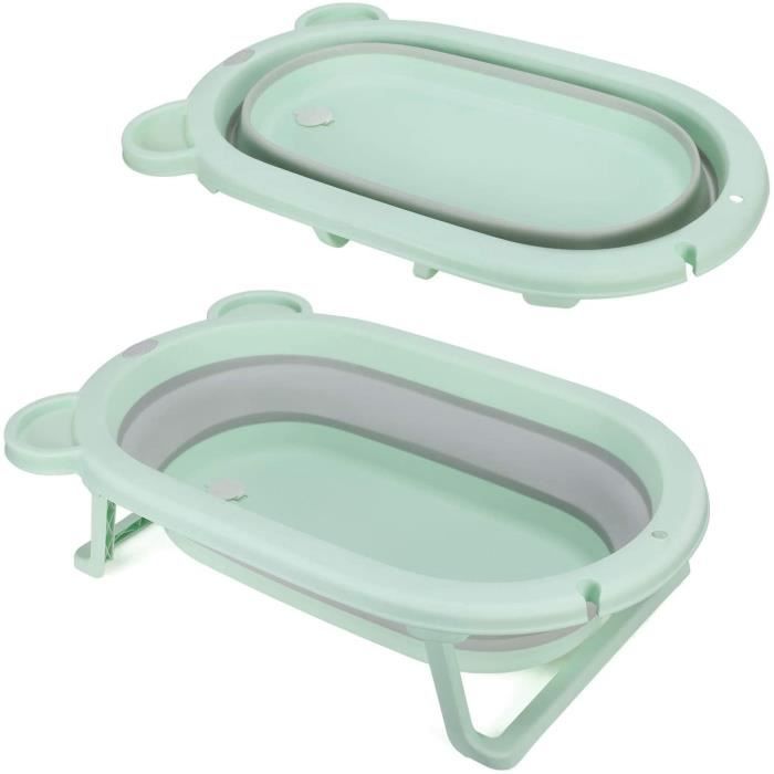 Baignoire Bebe Pliable Avec 4 Supports Antiderapants Et Bouchon De Vidange 0 3 Ans Vert Clair Cdiscount Pret A Porter