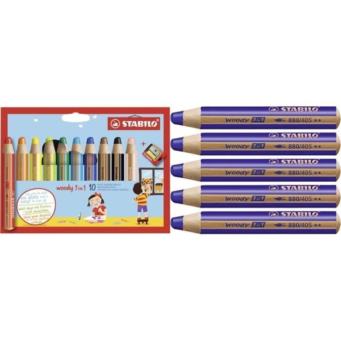 Crayon de couleur woody 3in1 Etui carton x 10 crayons de coloriage