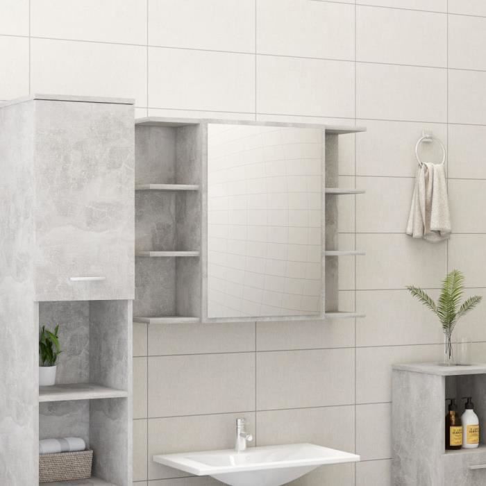 meuble de salle de bain à miroir design - meuble® - colonne salle de bain - gris - contemporain - design