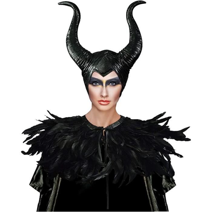JIASHA Maléfique Corne,corne malefique femme,malefique deguisement femme,corne maléfique,Maléfique Corne Chapeaux,Latex Maleficent Hat,pour Gothique Décoration Halloween Carnaval Maleficent Costume