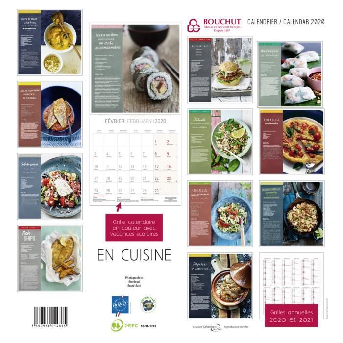 Calendrier Mensuel 2020 Bouchut 30 X 30 12 Recettes De Cuisine Achat Vente Calendrier Ephemeride Calendrier Mensuel 2020 Cdiscount calendrier cuisine 2021