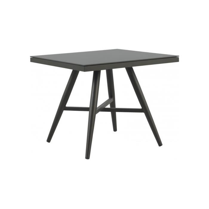 Table Carree Aluminium Gris Plateau Verre Trempe L90 Achat