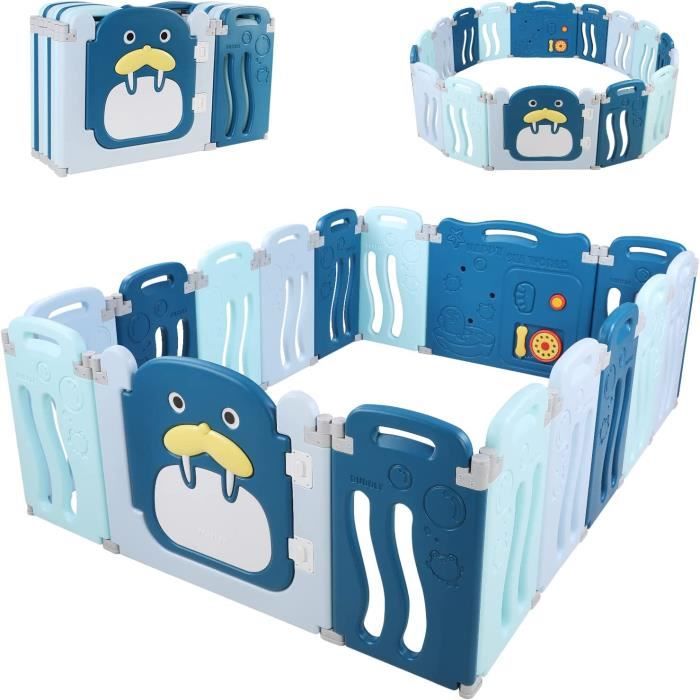 Parc Bebe 16 Panneaux Parc Enfant Parc Modulable Et Pliable En Hdpe Avec Porte Lion De Mer Adapte Aux Enfants De 10 Mois 34 Cdiscount Puericulture Eveil Bebe
