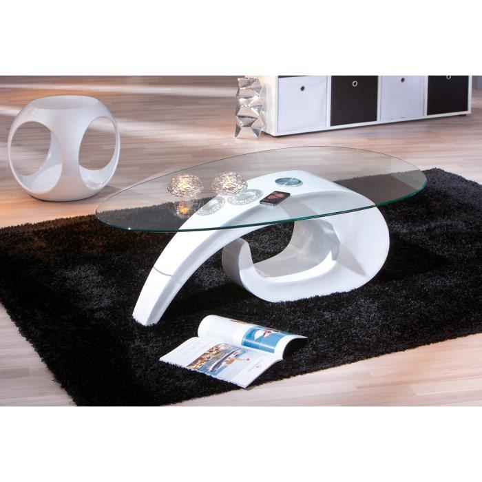 Table Basse Blanc Originale En Verre Design Achat Vente Table